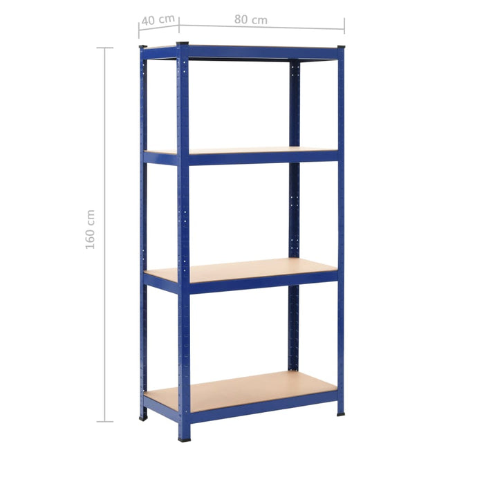 Mensola 4 Strati Blu in Acciaio e Legno Multistrato 144273