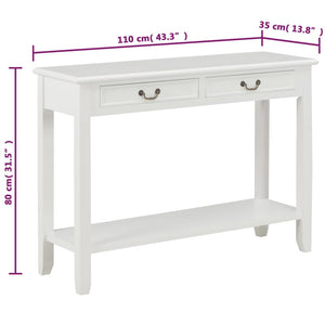 Tavolo Consolle Bianco 110x35x80 cm in Legno