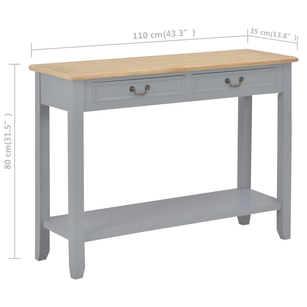 Tavolo Consolle Grigio 110x35x80 cm in Legno 249902