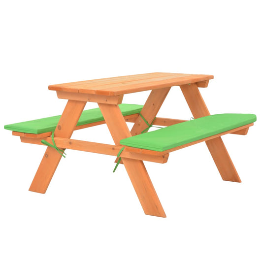 Tavolo e Panche da Picnic 89x79x50 cm Legno Massello di Abete cod mxl 46876