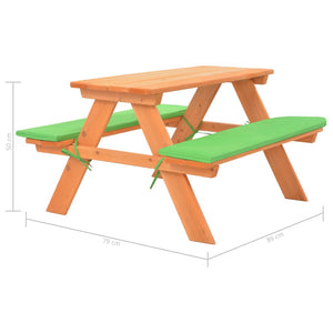 Tavolo e Panche da Picnic 89x79x50 cm Legno Massello di Abete cod mxl 46876