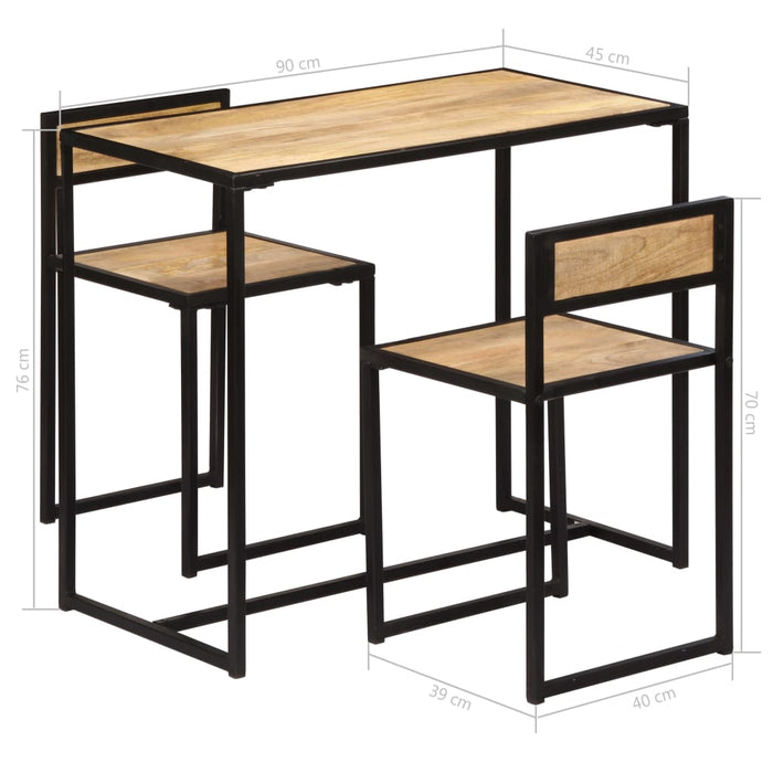 Set per Sala da Pranzo 3 pz in Legno Massello di Mango 247583