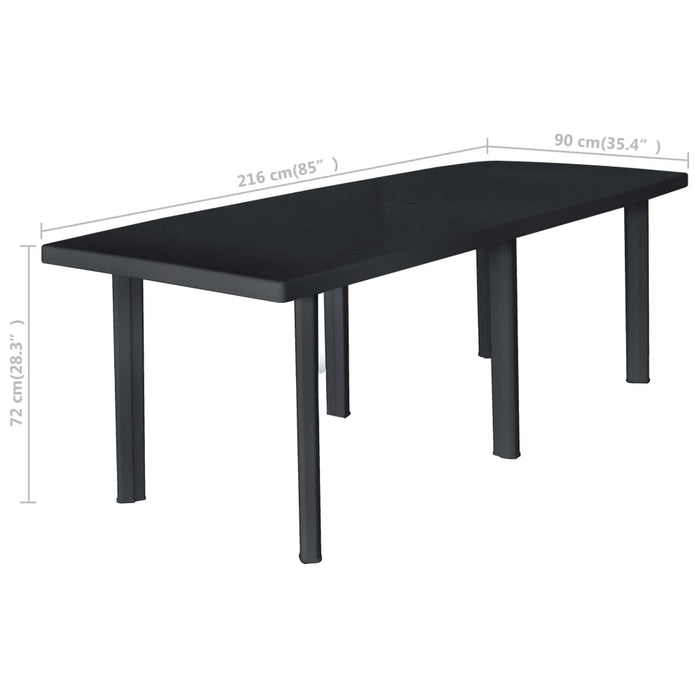 Tavolo da Giardino Antracite 216x90x72 cm in Plastica 45597