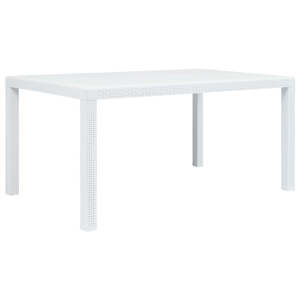 Tavolo da Giardino Bianco 150x90x72 cm in Plastica Stile Rattan cod mxl 34415