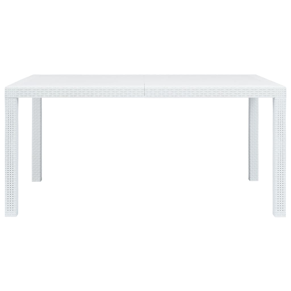 Tavolo da Giardino Bianco 150x90x72 cm in Plastica Stile Rattan cod mxl 34415