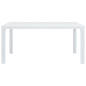 Tavolo da Giardino Bianco 150x90x72 cm in Plastica Stile Rattan cod mxl 34415