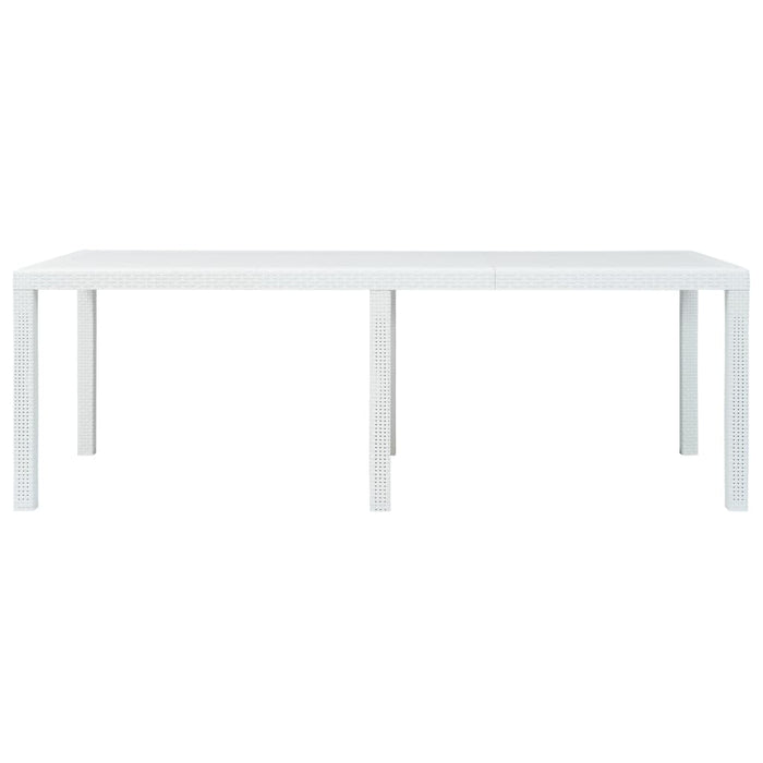 Tavolo da Giardino Bianco 220x90x72 cm in Plastica Stile Rattan