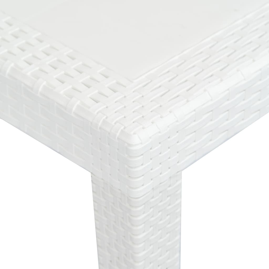 Tavolo da Giardino Bianco 220x90x72 cm in Plastica Stile Rattan