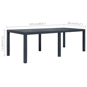 Tavolo da Giardino Antracite 220x90x72 cm Plastica Stile Rattan cod mxl 34514