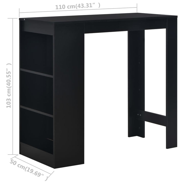 Tavolo da Bar con Ripiano Nero 110x50x103 cm cod mxl 7017