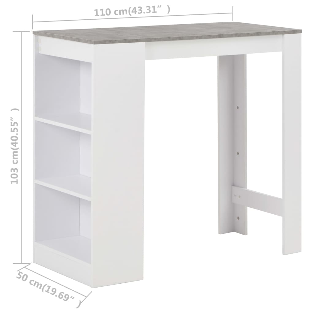 Tavolo da Bar con Ripiano Bianco 110x50x103 cm cod mxl 29866