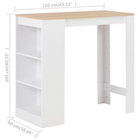 Tavolo da Bar con Ripiano Bianco 110x50x103 cm cod mxl 13123