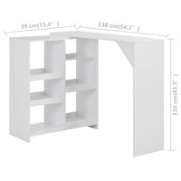 Tavolo da Bar con Scaffale Mobile Bianco 138x39x110 cm 280222