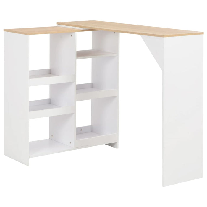 Tavolo da Bar con Scaffale Mobile Bianco 138x39x110 cm