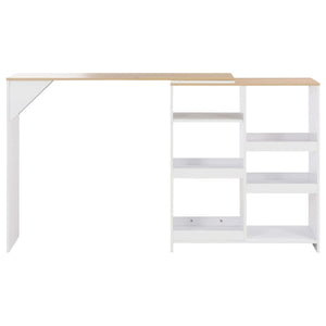 Tavolo da Bar con Scaffale Mobile Bianco 138x39x110 cm