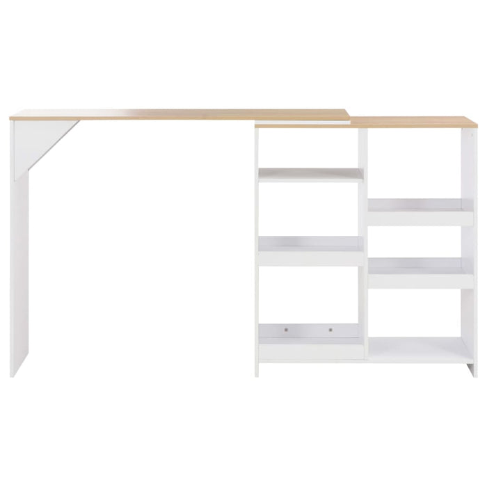 Tavolo da Bar con Scaffale Mobile Bianco 138x39x110 cm