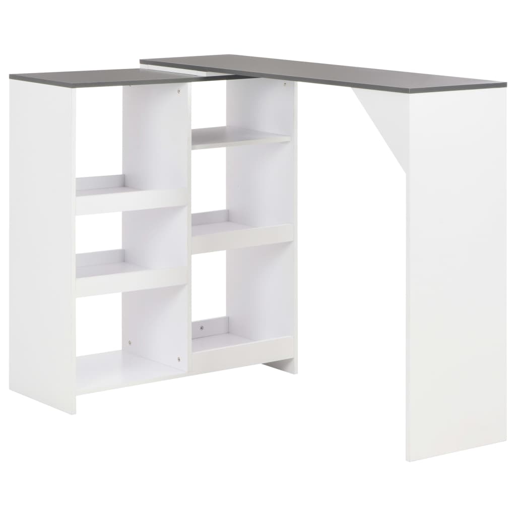 Tavolo da Bar con Scaffale Mobile Bianco 138x39x110 cm cod mxl 12492