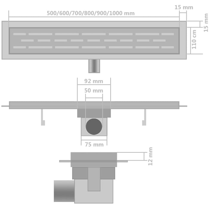 Scarichi Doccia Lineari 2 pz 530x140 mm in Acciaio Inossidabile 275953