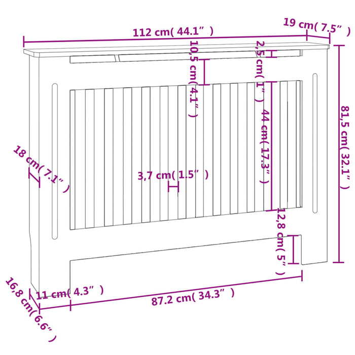 Copritermosifoni 2 pz in MDF 112 cm Bianco 276003