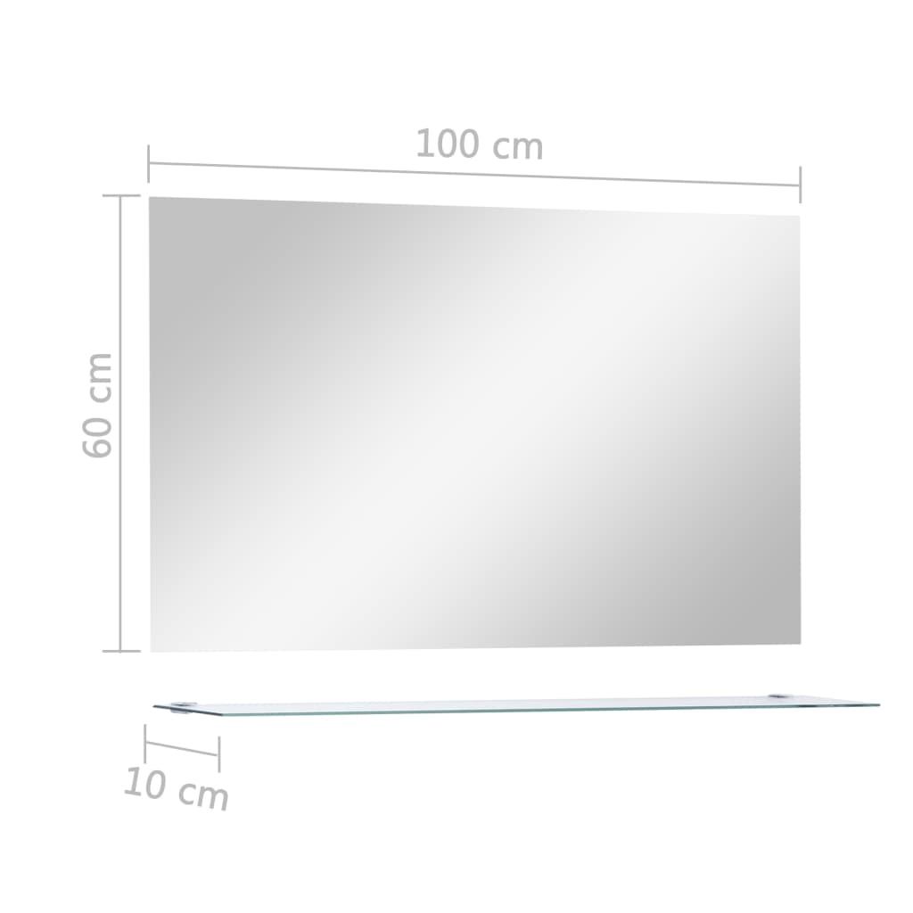 Specchio da Parete con Mensola 100x60 cm in Vetro Temperato cod mxl 56177