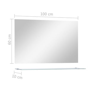 Specchio da Parete con Mensola 100x60 cm in Vetro Temperato cod mxl 56177