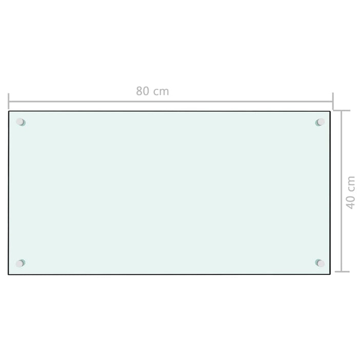 Paraschizzi per Cucina Bianco 80x40 cm in Vetro Temperato 249454