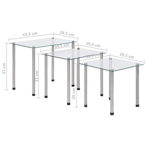 Tavolini Impilabili 3 pz in Vetro Temperato Trasparente cod mxl 13326