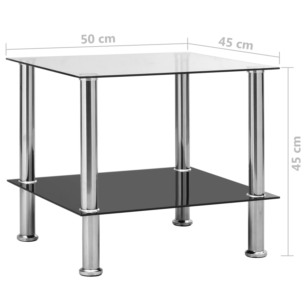 Tavolino Trasparente 45x50x45 cm in Vetro Temperato 249529