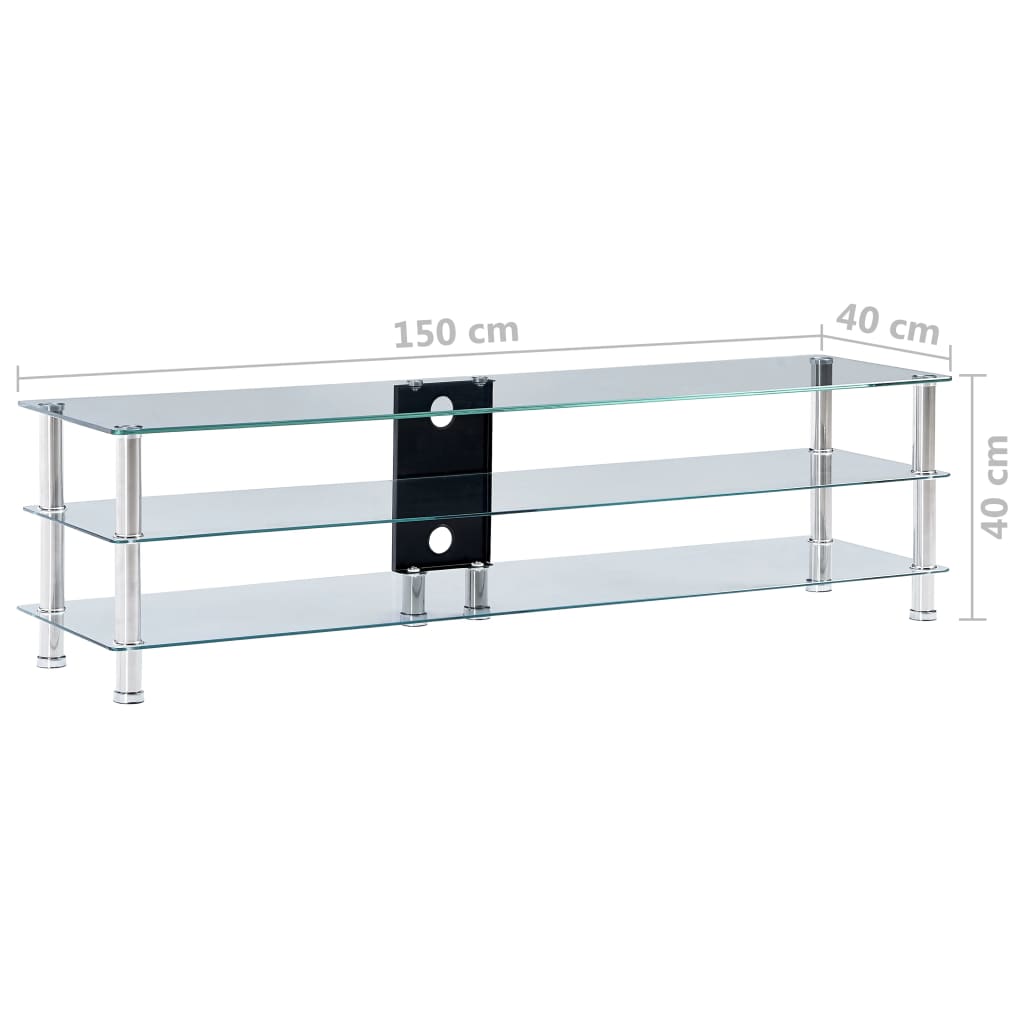 Mobile Porta TV Trasparente 150x40x40 cm in Vetro Temperato 280093