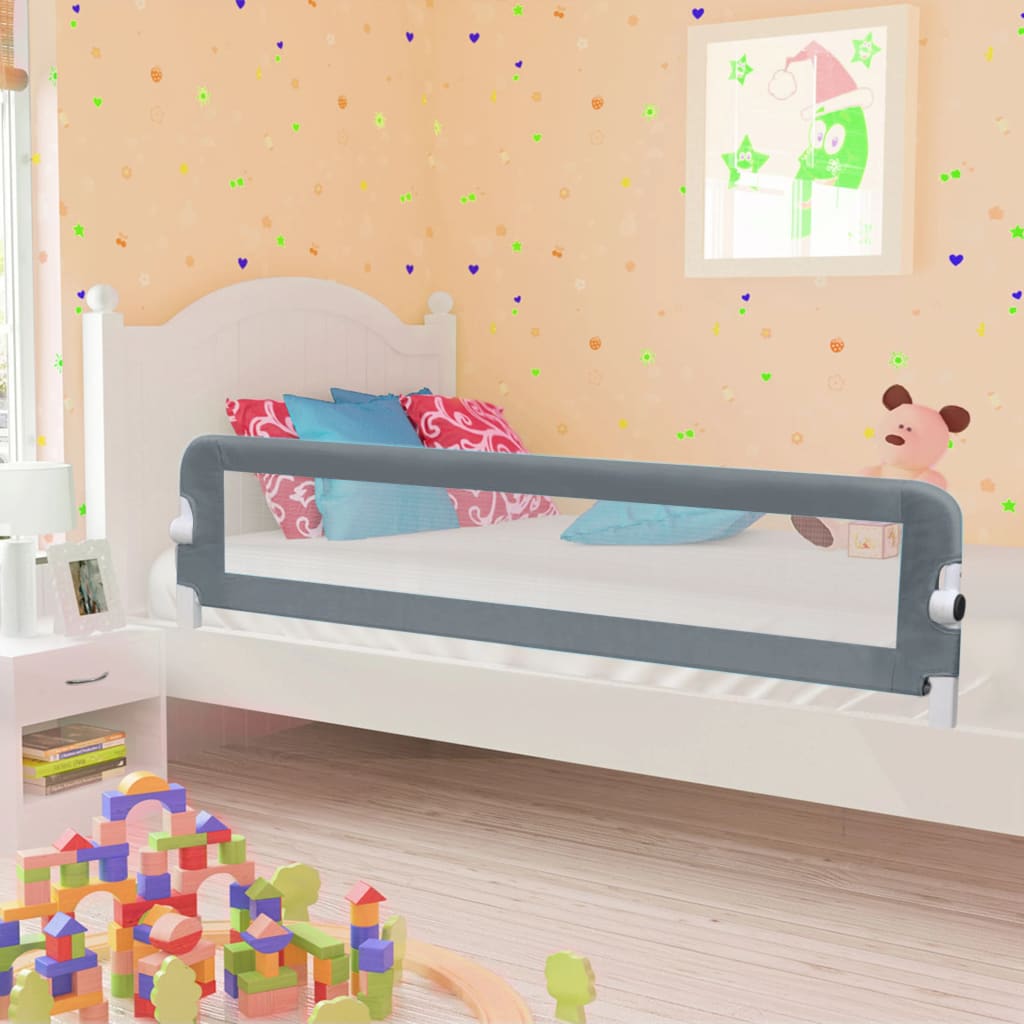 Sponde Letto di Sicurezza Bambini Grigio 180x42cm Poliestere 10177