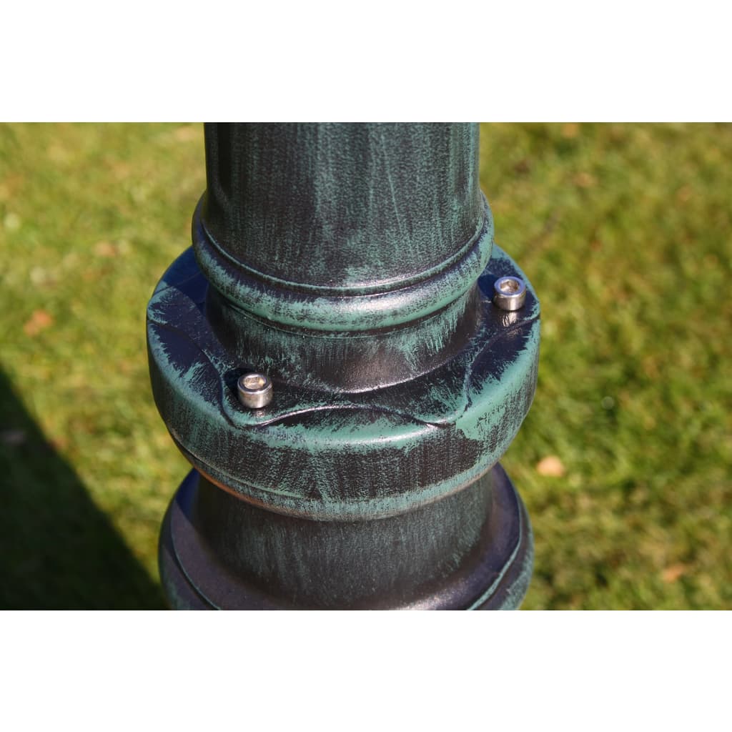 Lampione da Giardino 2 Bracci 215 cm Verde Scuro/Nero Alluminio cod mxl 77536