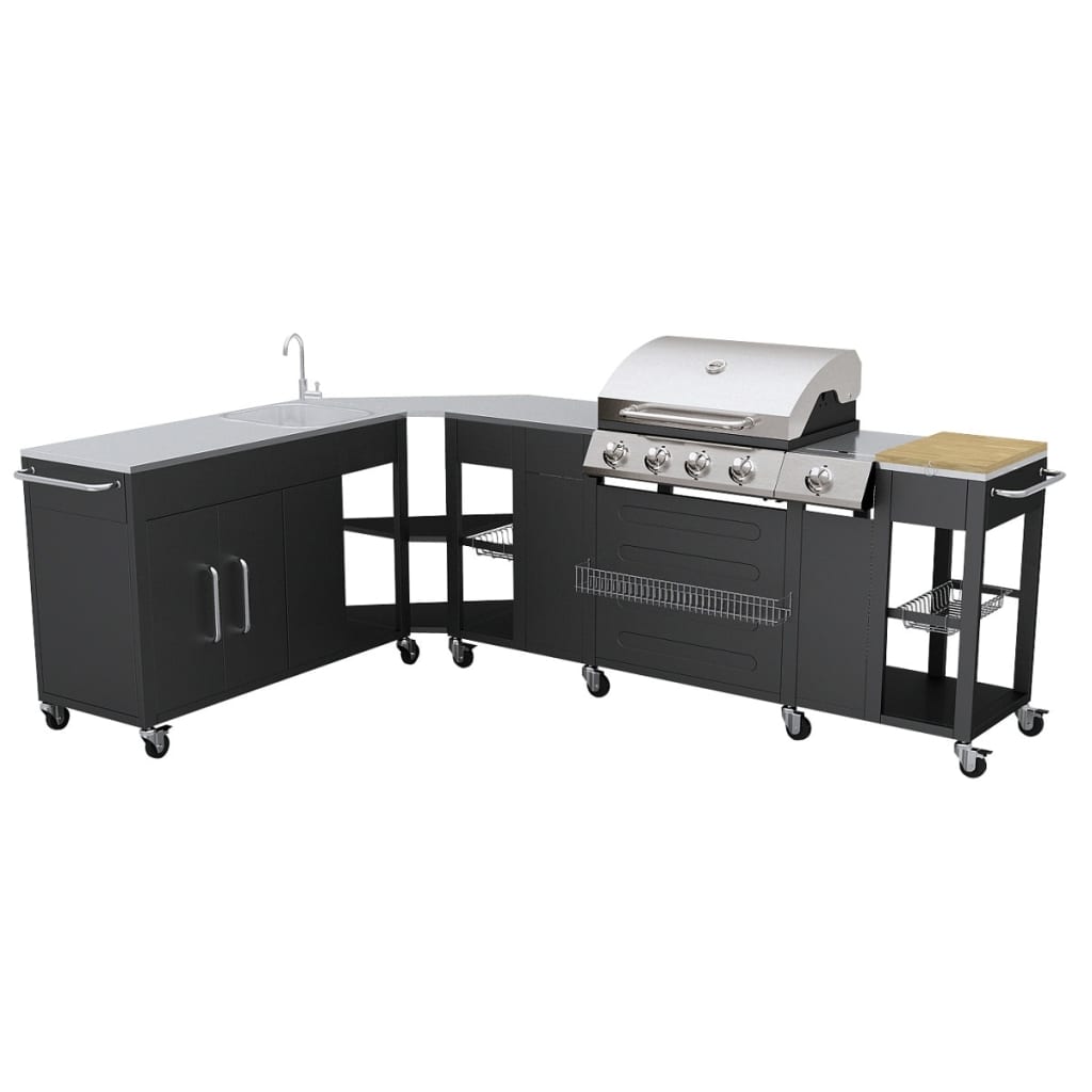 Barbecue a gas Montana, cucina portabile 4 bruciatori +1 cod mxl 47793