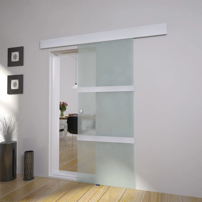 Porta Scorrevole in Vetro e Alluminio 178 cm Argento cod mxl 73062