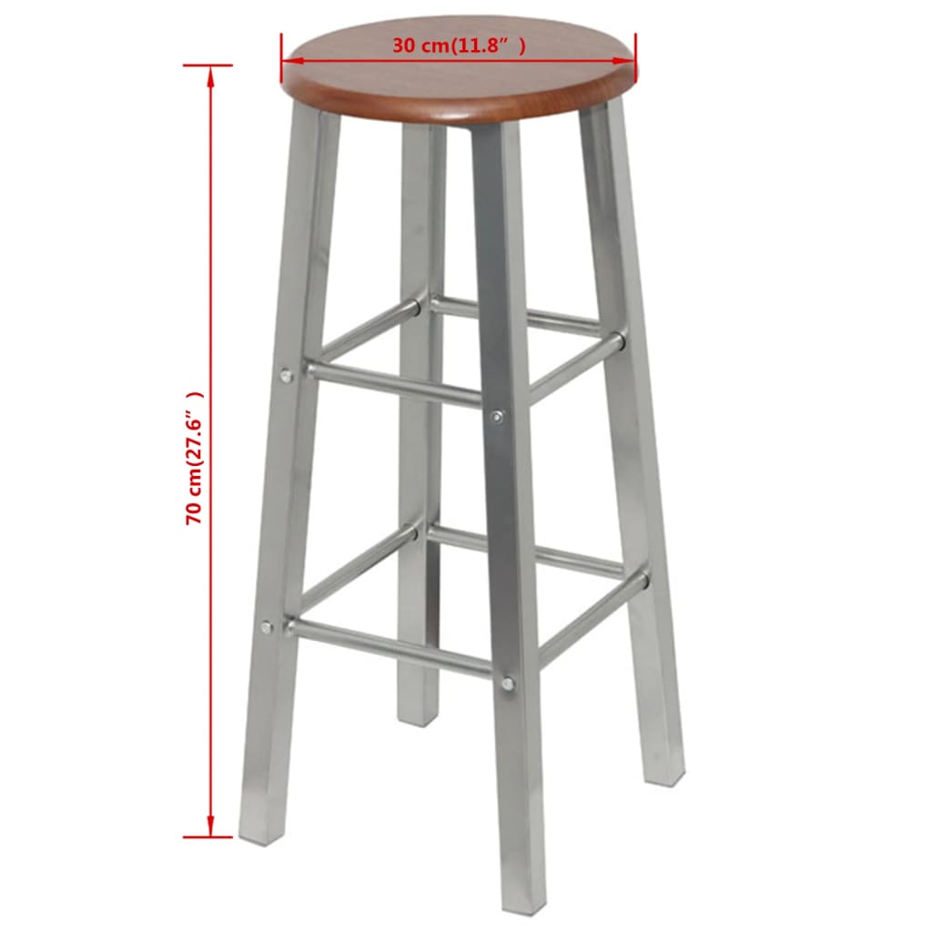 Set Sgabelli da Bar 2 pz in Metallo e Sedile in MDF 60562