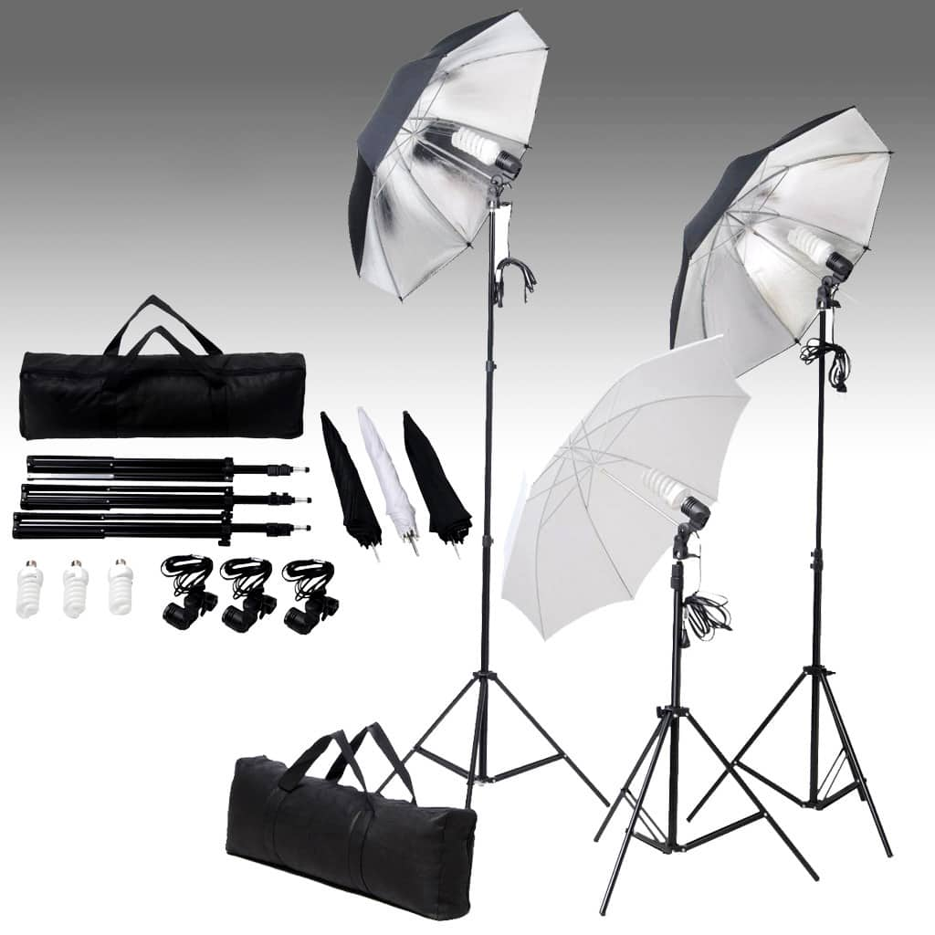 Set di Illuminazione da Studio: Ombrelli e Treppiedi 24 Watt 190041