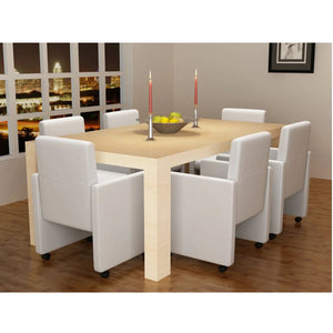 Sedie da Pranzo 6 pz Bianche in Similpelle cod mxl 13801