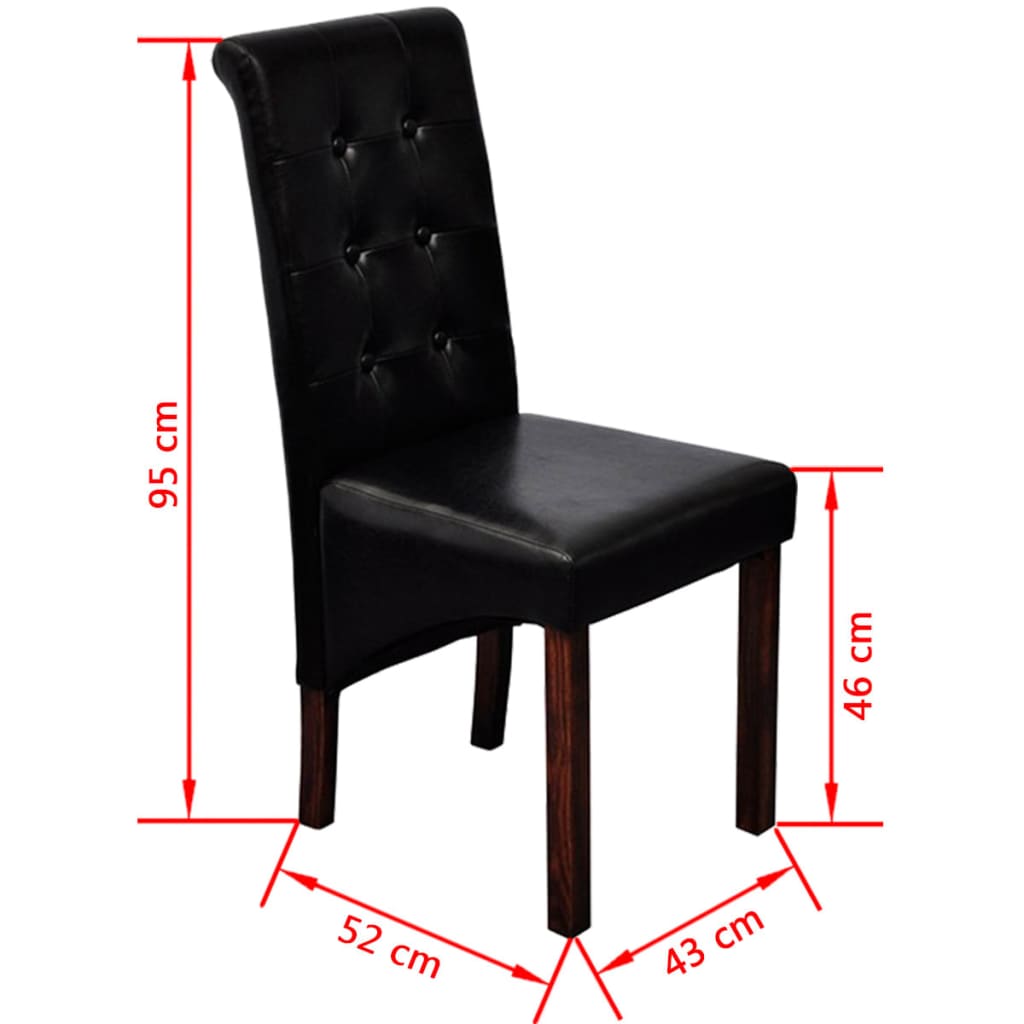 Sedie da Pranzo 2 pz Nere in Similpelle 60623