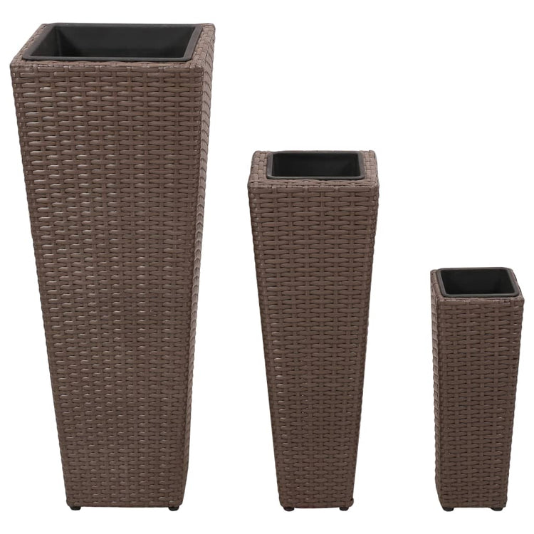 Letti Rialzati da Giardino 3 pz in Polyrattan Marrone cod mxl 67094