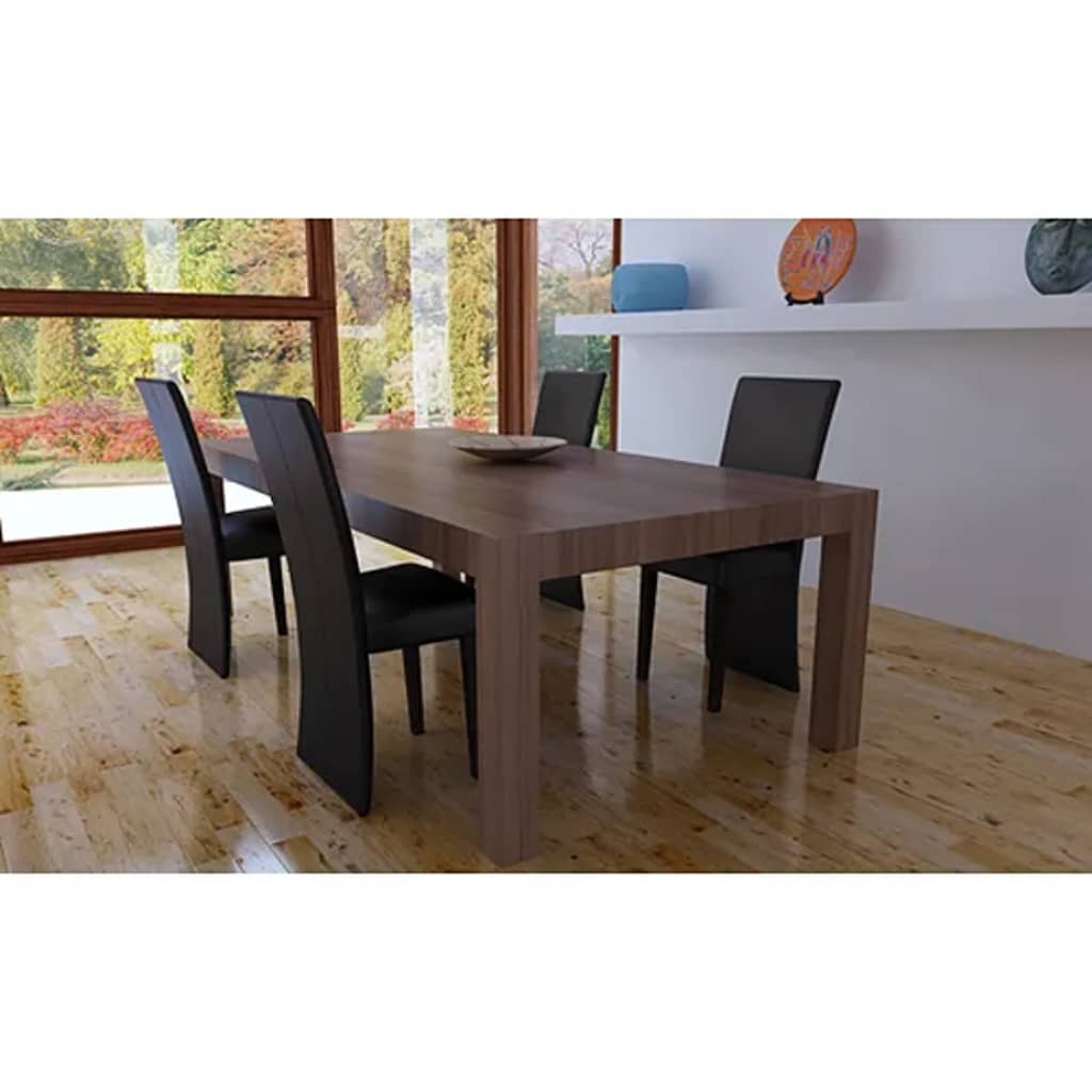 Sedie da Pranzo 4 pz Marrone Scuro in Similpelle 60598