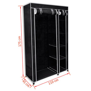 Armadio Guardaroba Pieghevole Nero 110 x 45 x 175 cm  cod mxl 67886