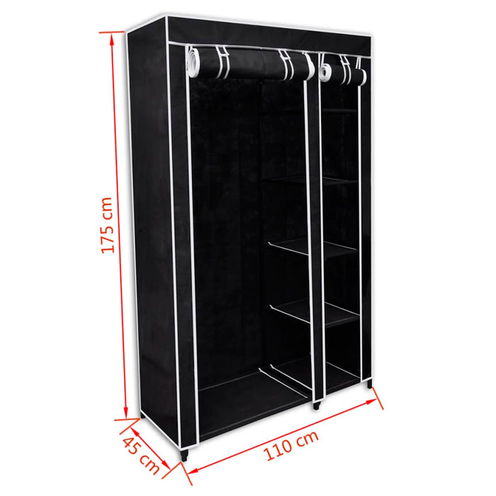 Armadio Guardaroba Pieghevole Nero 110 x 45 x 175 cm  cod mxl 67886