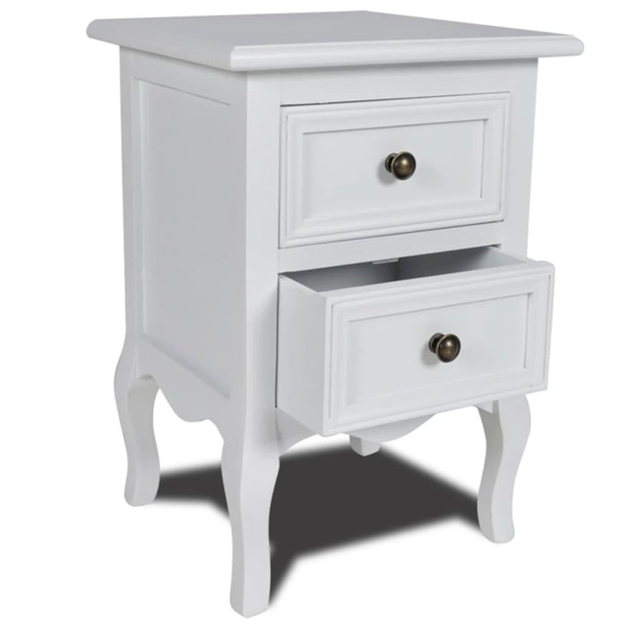 Comodino con 2 Cassetti in MDF Bianco 60637