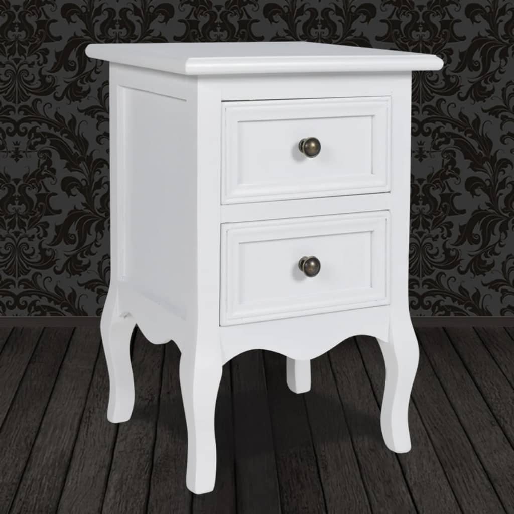 Comodino con 2 Cassetti in MDF Bianco 60637