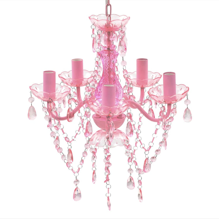 Lampadario in Cristallo con 5 Lampadine Rosa cod mxl 53785