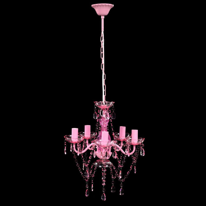 Lampadario in Cristallo con 5 Lampadine Rosa cod mxl 53785