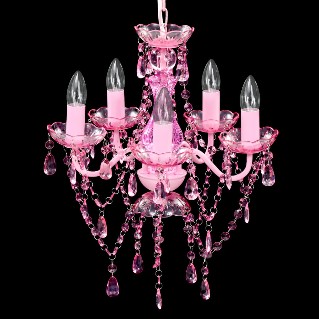 Lampadario in Cristallo con 5 Lampadine Rosa cod mxl 53785