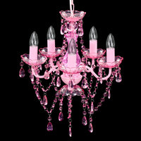 Lampadario in Cristallo con 5 Lampadine Rosa cod mxl 53785