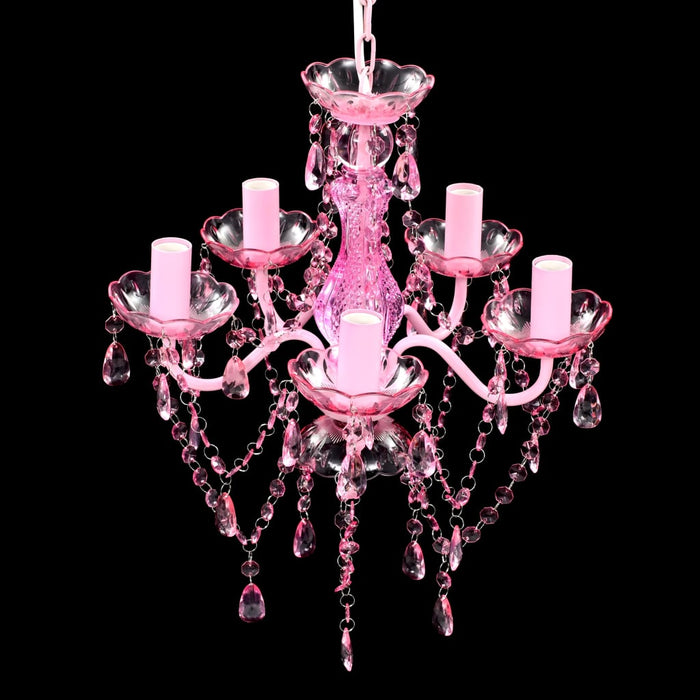 Lampadario in Cristallo con 5 Lampadine Rosa cod mxl 53785