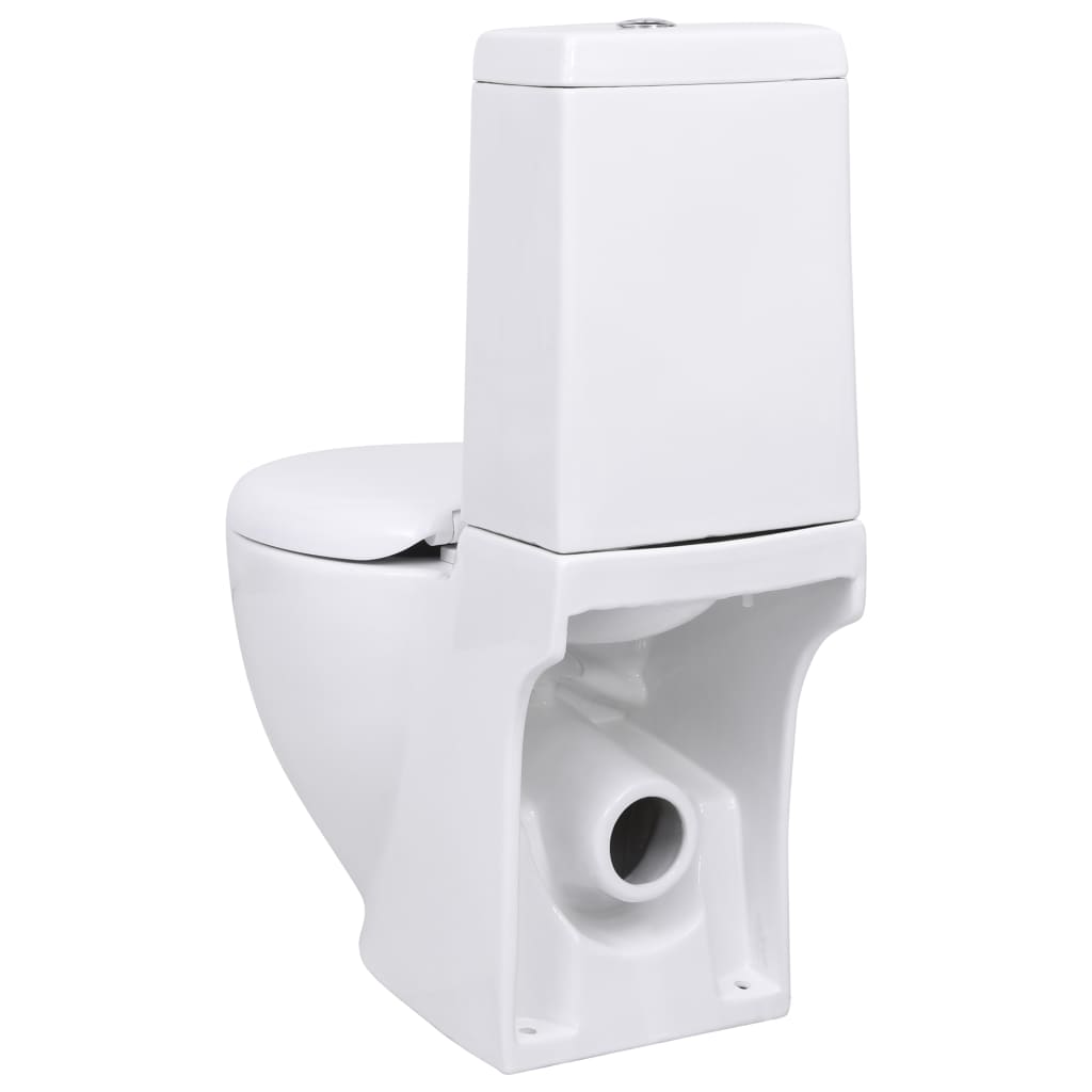 Vaso WC in Ceramica Base con Scarico Dietro Bianco