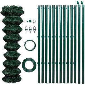 Recinzione in Rete con Pali in Acciaio 0,8x25 m Verde 140356